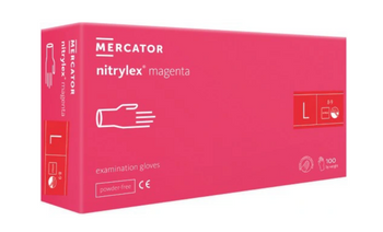 Mercator Nitrylex Magenta Mănuși nitril de unică folosință L 100 buc Roz