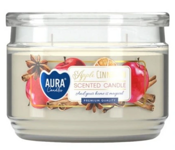 Bispol Lumânare parfumată din sticlă cu două fitiluri 280 ml Măr- scorțișoară