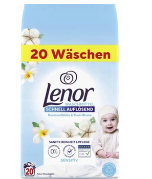 Lenor Pudră de spălat pentru pielea sensibilă a bebelușilor și alergicilor Bumbac și Tiara Flower 1.2 kg