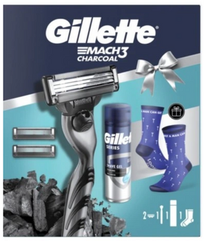 Set de șosete pentru bărbierit Gillette Mach3 Charcoal Razor Gel pentru bărbați