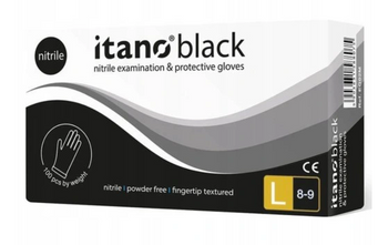 Itano Black Mănuși nitril fără pudră L 100 buc Negru