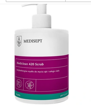 Mediclean 420 Scrub 500 ml - Săpun lichid antibacterian pentru mâini și corp Fără miros Medisept