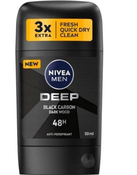 Nivea Men Deep Black Carbon Antiperspirant stick pentru bărbați 50 ml