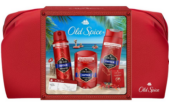 Old Spice Capitan Xmass set cadou Deodorant stick 50 ml + Deodorant spray 150 ml + Gel de duș 250 ml + Geantă cosmetică
