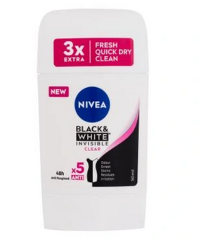 Nivea Woman Black &amp; White Invisible Clear Antiperspirant pentru femei 50 ml stick