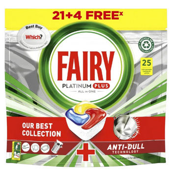 Fairy Platinum Plus All In One Capsule de spălat vase Lemon 25 bucăți