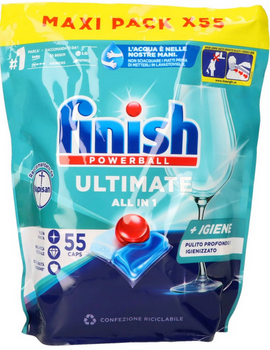 Finish Powerball Ultimate All in 1 Tabs Hyhiene Capsule de spălat vase 55 buc