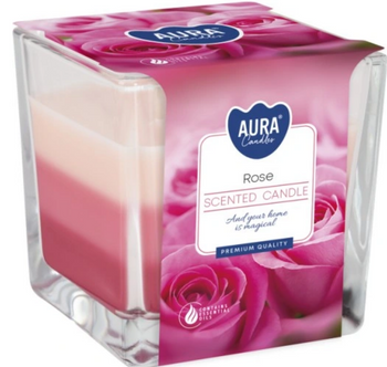 Bispol Lumânare parfumată în sticlă tricoloră 170 g Rose