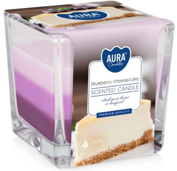Bispol Lumânare parfumată în sticlă tricoloră 170 g Blueberry cheesecake