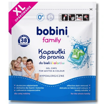 Bobini Family capsule pentru rufe albe și colorate 38 buc