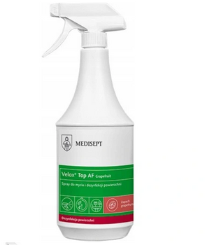 Medisept Velox Top AF Spray pentru curățarea și dezinfectarea suprafețelor cu un pulverizator Grapefruit 1L