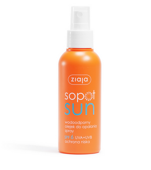 Ziaja Sopot Sun spray cu ulei de bronzat rezistent la apa SPF 6 UVA + UVB protectie scazuta 125ml