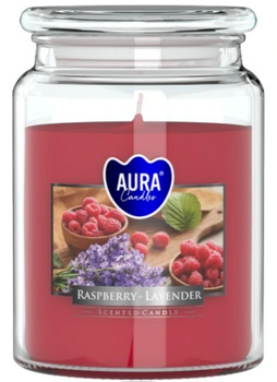 Bispol Lumânare parfumată în sticlă 500 g Zmeură - Lavandă