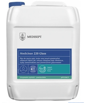 Medisept Mediclean 220 Glass Fresh Breeze.Preparat de spălare pentru sticlă, oglinzi și suprafețe de sticlă 5 L